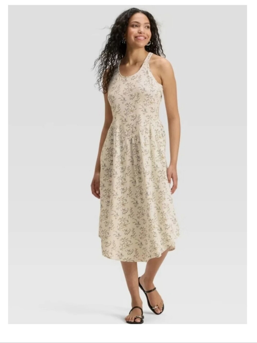 NWT Universal Thread Cream Floral Racerback Midi Dress